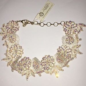 Ivory lace choker with Swarovski crystals